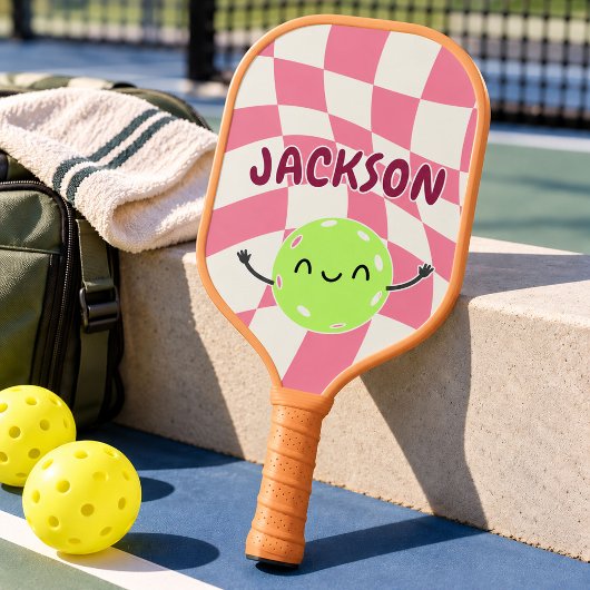 Retro Kids Pickleball Aangepaste Naam & Bijnaam Paddle