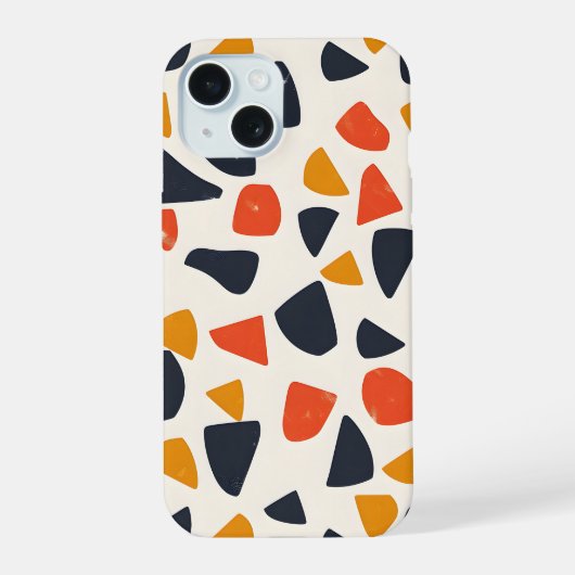 Retro kiezelmozaïek iPhone 15 case (Achterkant)