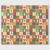 Retro kijk cadeauomslag. Multikleurenkerstpapier Cadeaupapier (Vlak)