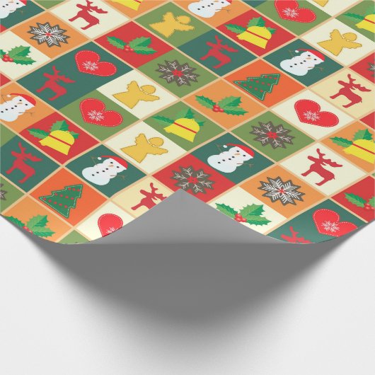 Retro kijk cadeauomslag. Multikleurenkerstpapier Cadeaupapier (Hoek)