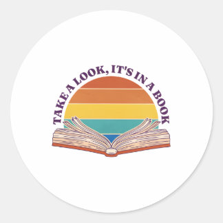 Retro Kijk Het Staat In Een Boek Lezen Regenboog Ronde Sticker