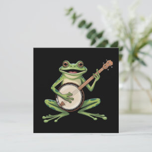 Retro Kikker die Banjo Speelt 90s Muziek Liefhebbe Kaart