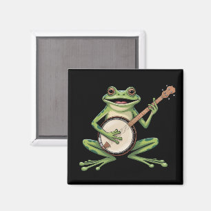 Retro Kikker die Banjo Speelt 90s Muziek Liefhebbe Magneet