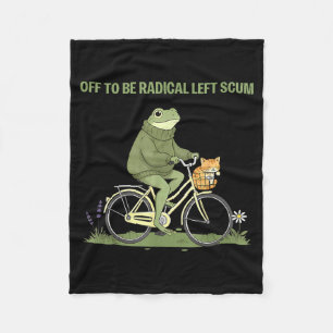 Retro kikker fiets kat gaat radicale linkse tuig w fleece deken
