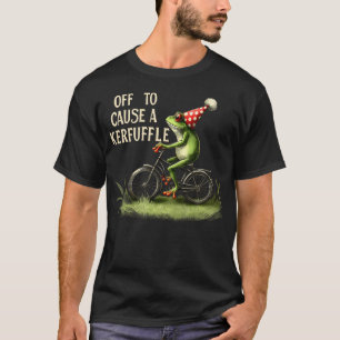 Retro kikker fietst om herrie te schoppen t-shirt