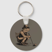 Retro Kikker Grappige Retro Kikker Golf Liefhebber Sleutelhanger (Voorkant)
