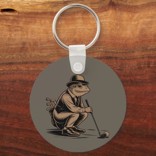 Retro Kikker Grappige Retro Kikker Golf Liefhebber Sleutelhanger (Voorkant)