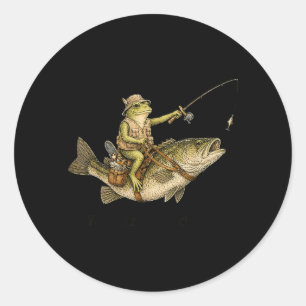 Retro Kikker Meme B Vissen Vader Vis Bij Dageraad Ronde Sticker