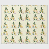 Retro kikker op fiets met bloemen cadeaupapier (Vlak)