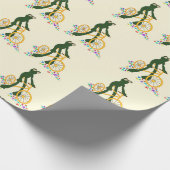 Retro kikker op fiets met bloemen cadeaupapier (Hoek)