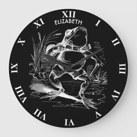 Retro kikker voor doorzichtige schets grote klok (Voorkant)