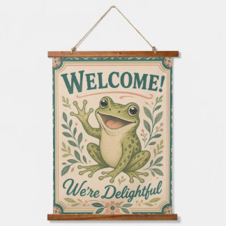 Retro Kikker Welkom We Zijn Aangenaam Kunst Vintag Hangend Wandkleed