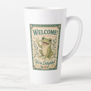 Retro Kikker Welkom Wij Zijn Aardig Kunst Vintage Latte Mok