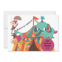 Retro Kinder Circus Verjaardagsuitnodiging