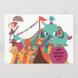 Retro Kinder Circus Verjaardagsuitnodiging Kaart