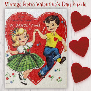 Retro Kinder Dancing Valentijnsdag Legpuzzel