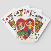 Retro  Kinder Dancing Valentijnsdag Pokerkaarten (Achterkant)