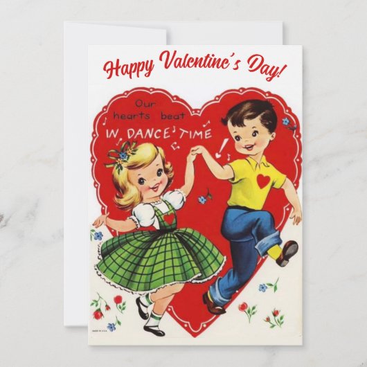 Retro  Kinder dansende Aangepaste Valentijnsdag Feestdagenkaart (Voorkant)