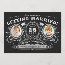  retro Kinder foto bruiloft uitnodigingen Folie