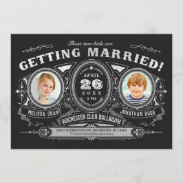  retro Kinder foto bruiloft uitnodigingen Folie