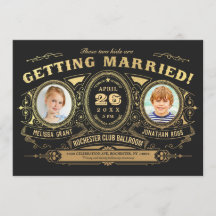  retro Kinder foto bruiloft uitnodigingen Folie