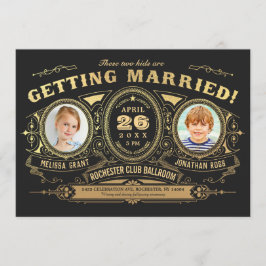  retro Kinder foto bruiloft uitnodigingen Folie