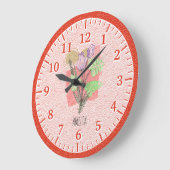 Retro Kinder gestippelde bloemige rode kunst Grote Klok (Hoek)