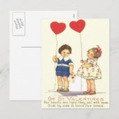  Retro Kinder Hartballonnen Valentijn Kaart (Voorkant / Achterkant)