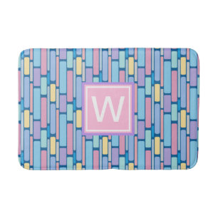 Retro Kinder kleurrijke geometrische monogram Badmat
