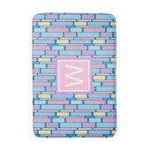 Retro Kinder kleurrijke geometrische monogram Badmat (Voorkant Verticaal)