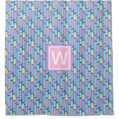 Retro Kinder kleurrijke geometrische monogram Douchegordijn (Voorkant)