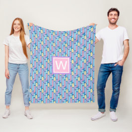 Retro Kinder kleurrijke geometrische monogram Fleece Deken