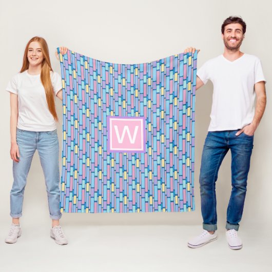 Retro Kinder kleurrijke geometrische monogram Fleece Deken (In situ)