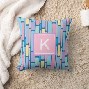 Retro Kinder kleurrijke geometrische monogram Kussen