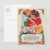 Retro Kinder Knuffelen Harten Valentijn Kaart (Voorkant / Achterkant)