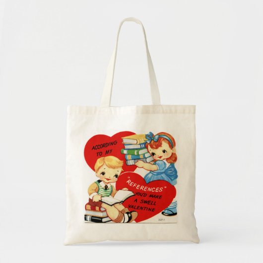 Retro Kinder met Boeken Valentijn Budget Canvas ta Tote Bag (Voorkant)