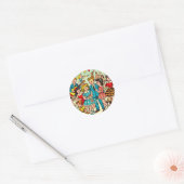 Retro Kinder Partij Comics Ronde Sticker (Envelop)