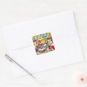 Retro Kinder Partij Comics Vierkante Sticker (Envelop)