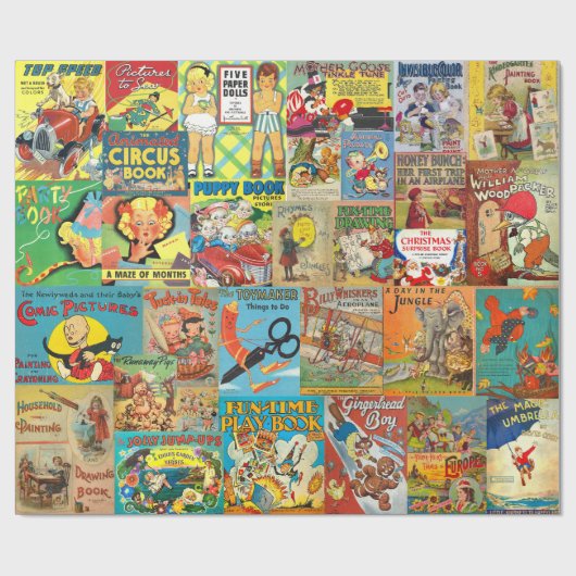 RETRO KINDERBOEKEN INPAKPAPIER (Vlak)