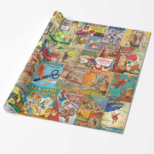 RETRO KINDERBOEKEN INPAKPAPIER (Uitgerold)