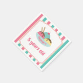 Retro Kinderen Roze Blauwgroen Ice Cream Party Servet (Hoek)