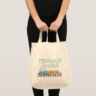 Retro kinderentrein Naambibliotheekboeken Tote Bag
