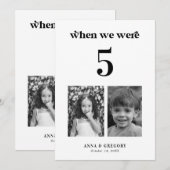 Retro kinderfoto's 5x7 huwelijks tafelnummer  (Voorkant / Achterkant)