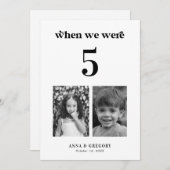 Retro kinderfoto's 5x7 tafelnummer bruiloft (Voorkant / Achterkant)