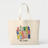 Retro Kindergarten Vibes Teacher Grote Tote Bag (Voorkant)