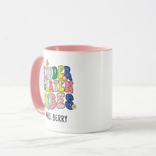 Retro Kindergarten Vibes Teacher Mok (Voorkant links)