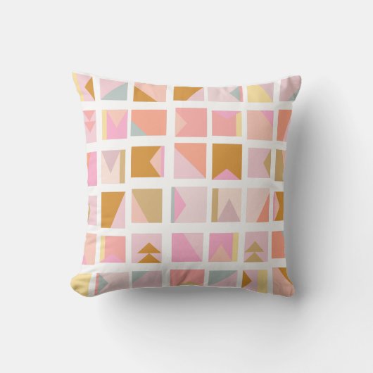Retro kinderkamer decor geometrisch roze pastel zo kussen (Voorkant)