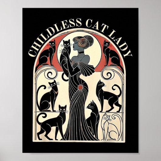 Retro Kinderloze Kat Dames Kat Karma Poster (Voorkant)