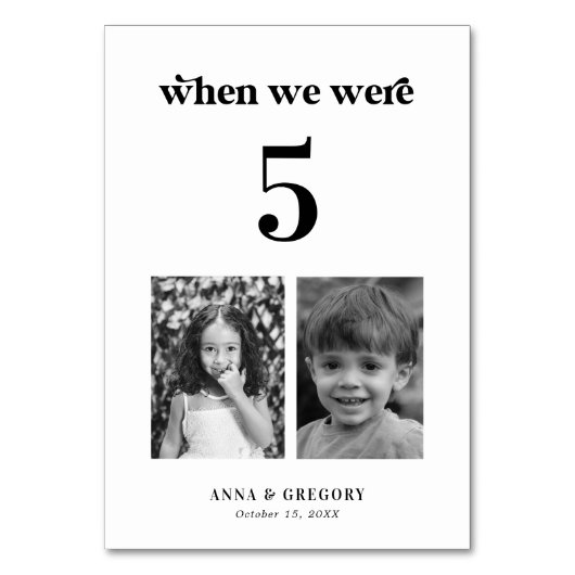 Retro Kindertijd Afbeeldingen Trouwtafel # 5 Kaart (Achterkant)