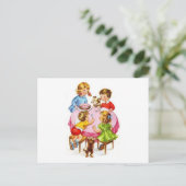 Retro Kinderverjaardagsfeestje Hondenkitten Uitnodiging Briefkaart (Staand voorkant)